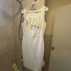 Calvin Klein Cream Ruffle Midi Dress